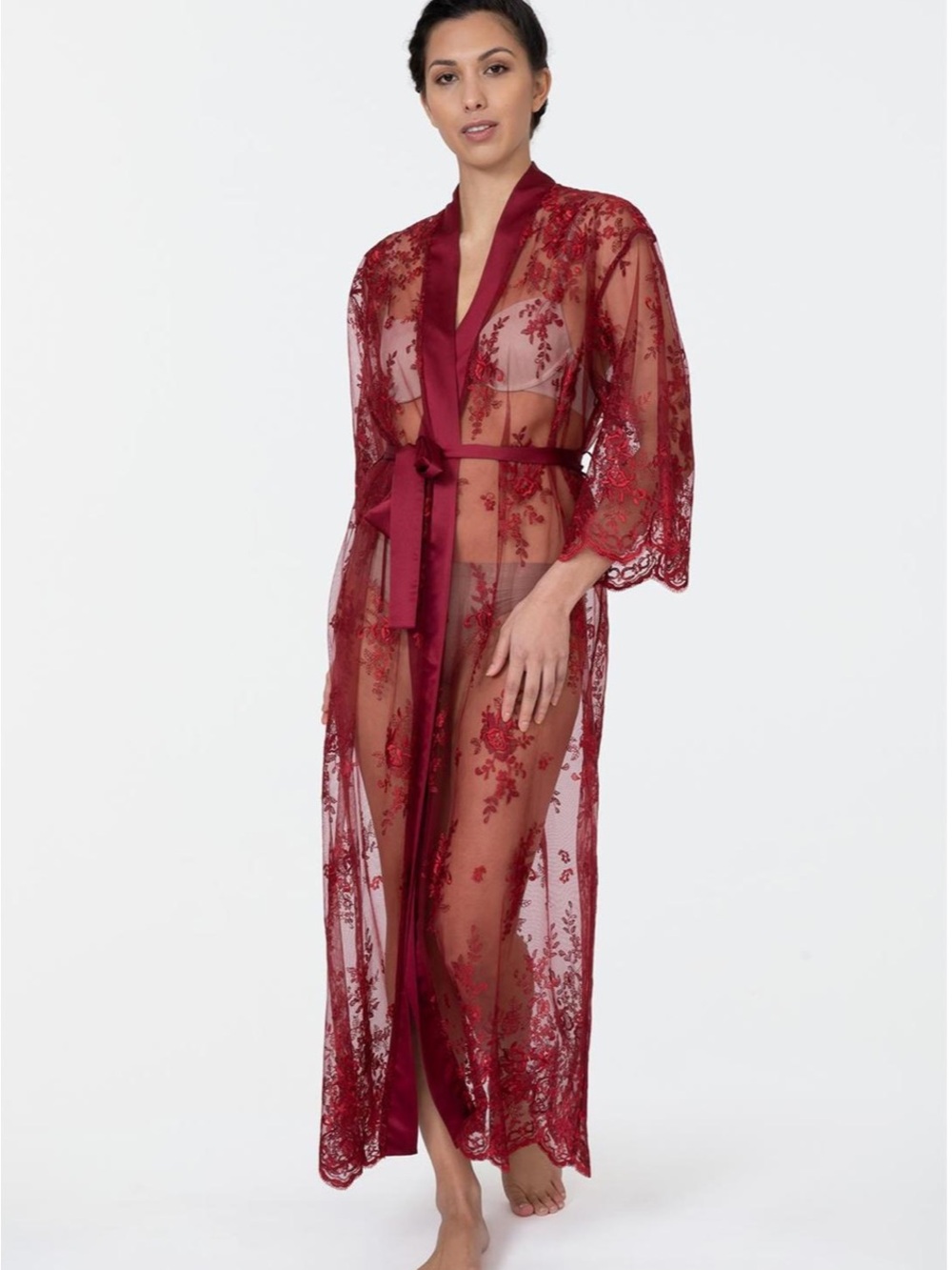 Rya Collection "Darling" Lace [Robe / Chemise / Gown] in Sangria - Size XL